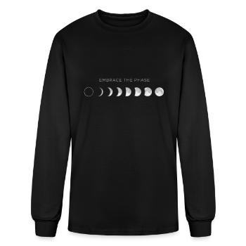 Embrace the Phase Moon Phases Lunar Cycles Graphic - Men's Long Sleeve T-Shirt - black - Front
