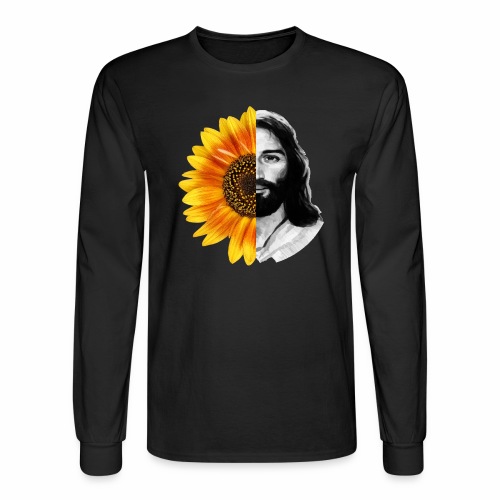 Jesus Christ Sunflower Christian God Faith Flower - Men's Long Sleeve T-Shirt