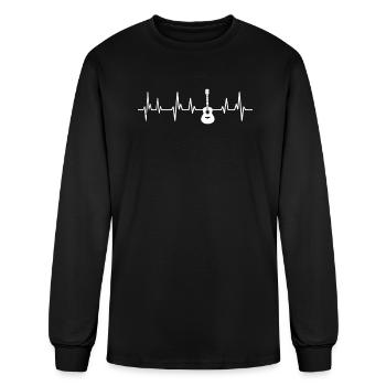 Acoustic Guitar Heartbeat - Men's Long Sleeve T-Shirt - black - Front