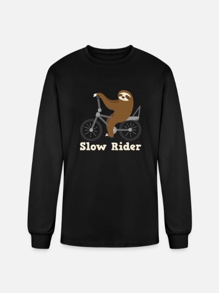 Slow Rider Sloth Cyclisme Équitation Vélo Vélo Paresseux - T-shirt à manches longues Homme - noir