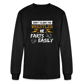 Wrestler Farts Easily Wrestling Grappling Wrestle - Men's Long Sleeve T-Shirt - black - Front