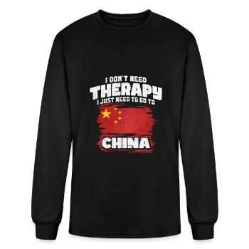China - Men's Long Sleeve T-Shirt - black - Front