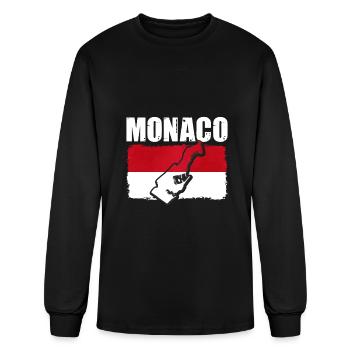 Monaco Map Flag - Men's Long Sleeve T-Shirt - black - Front