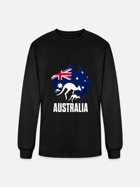 Australian Map With Kangaroo - Men's Long Sleeve T-Shirt - black