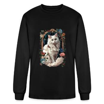 Chat angora turc - T-shirt à manches longues Homme - noir - Devant