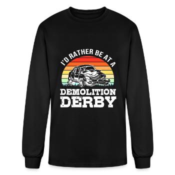 Retro Sunset I'd Rather Be At A Demolition Derby - Men's Long Sleeve T-Shirt - black - Front