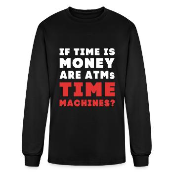 Funny ATMs Time Machines Time Travel Dino - Men's Long Sleeve T-Shirt - black - Front