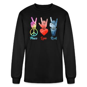 Peace Love Rock & Roll Vintage Peace Musician - Men's Long Sleeve T-Shirt - black - Front