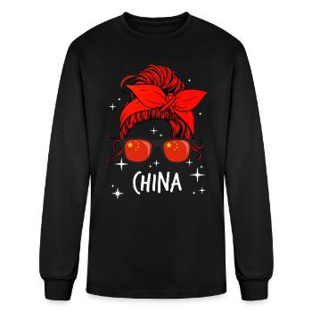 China - Men's Long Sleeve T-Shirt - black - Front