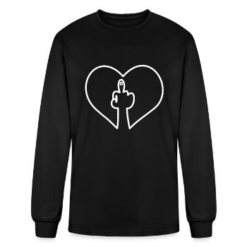 Fuck you heart hand - Men's Long Sleeve T-Shirt - black - Front