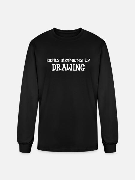 Easily Distracted by Drawing - Funny Artist - Men's Long Sleeve T-Shirt - black