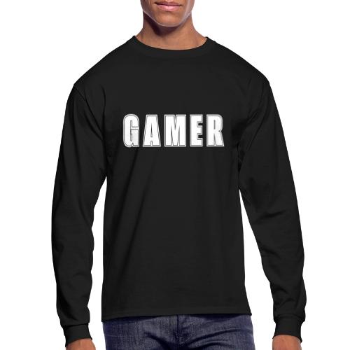 Gamer Collegiate White Text Design - Men's Long Sleeve T-Shirt