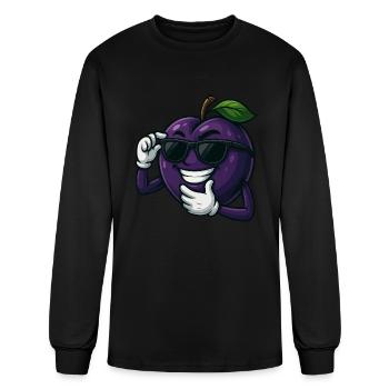 Cool plum with sunglasses cartoon funny fruity - Men's Long Sleeve T-Shirt - black - Front
