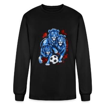Lions Football Soccer Colorful Animal Graphic - Men's Long Sleeve T-Shirt - black - Front