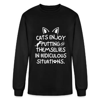 Cats put themselves in ridiculous situations - Men's Long Sleeve T-Shirt - black - Front
