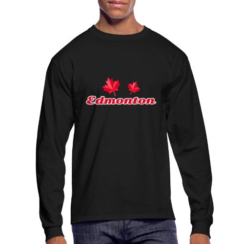Edmonton with two red maple leaves - Men's Long Sleeve T-Shirt