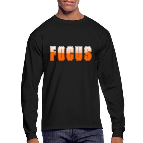 FOCUS Vibrant Orange Motivational Word Design - Men's Long Sleeve T-Shirt