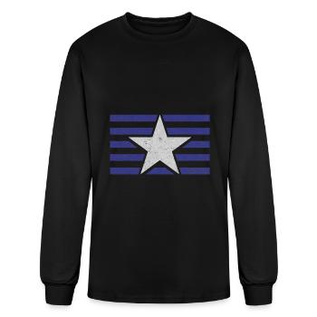 Blue White Stars Stripes Pride T Shirt - Men's Long Sleeve T-Shirt - black - Front