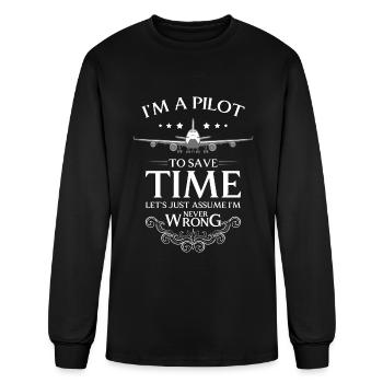 Airplane Aviator Glider Pilot - Men's Long Sleeve T-Shirt - black - Front