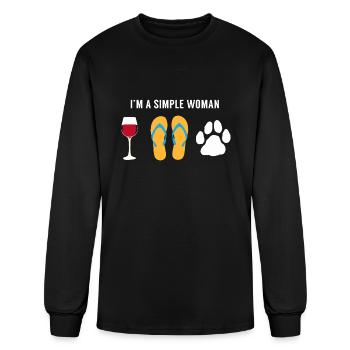 I Am A Simple Woman Wine Beach Sandals Dog Lover - Men's Long Sleeve T-Shirt - black - Front