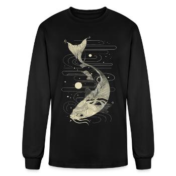 Fish Graphic - Men's Long Sleeve T-Shirt - black - Front