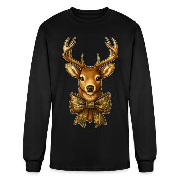 Deer Camouflage Funny Camo Bow Vintage Wildlife - Men's Long Sleeve T-Shirt - black - Front