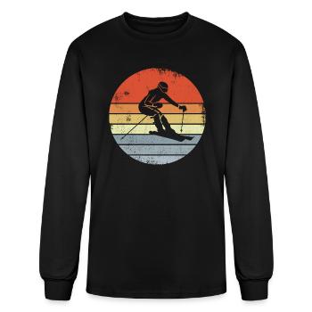 Female Skier Drawing - Men's Long Sleeve T-Shirt - black - Front