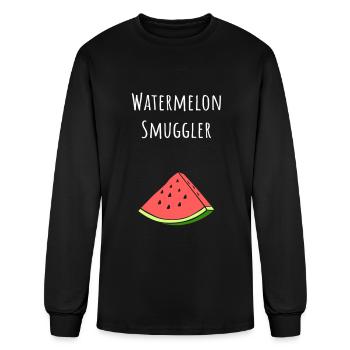 Watermelon Smuggler Funny Pregnancy Baby Bump - Men's Long Sleeve T-Shirt - black - Front