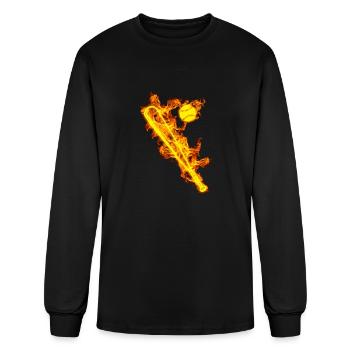 Fire Baseball Bat - Men's Long Sleeve T-Shirt - black - Front