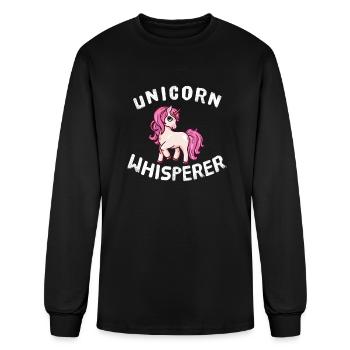 Funny Unicorn Lover Unicorn Whisperer - Men's Long Sleeve T-Shirt - black - Front