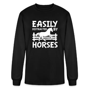 Easily Distracted By Horses - Men's Long Sleeve T-Shirt - black - Front
