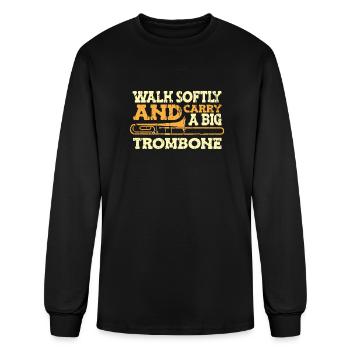 Trombone Trombonist Brass Instrument - Men's Long Sleeve T-Shirt - black - Front