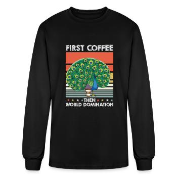 Peacock Peafowl Coffee - Men's Long Sleeve T-Shirt - black - Front