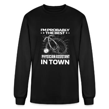 Physician Assistant Stethoscope - Men's Long Sleeve T-Shirt - black - Front