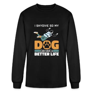 Skydiving Skydiver Dog - Men's Long Sleeve T-Shirt - black - Front