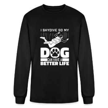 Skydiving Skydiver Dog - Men's Long Sleeve T-Shirt - black - Front