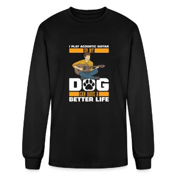 Acoustic Guitar Dog - Men's Long Sleeve T-Shirt - black - Front