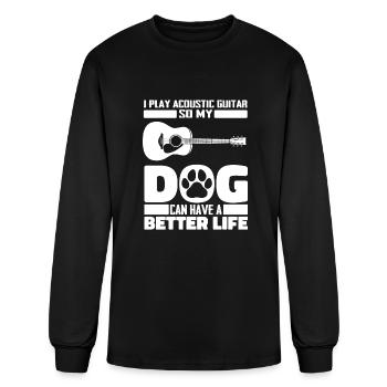 Acoustic Guitar Dog - Men's Long Sleeve T-Shirt - black - Front