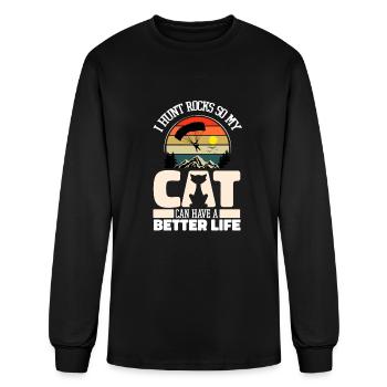 Skydiving Skydiver Cat - Men's Long Sleeve T-Shirt - black - Front