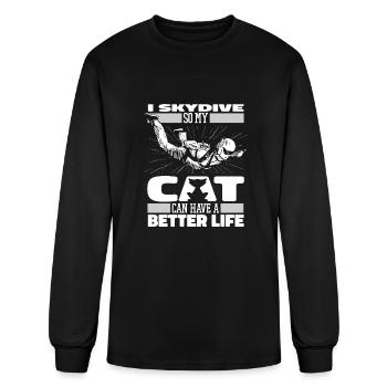 Skydiving Skydiver Cat - Men's Long Sleeve T-Shirt - black - Front