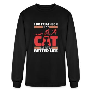 Triathlon Triathlete Cat - Men's Long Sleeve T-Shirt - black - Front