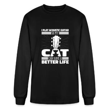 Acoustic Guitar Cat - Men's Long Sleeve T-Shirt - black - Front