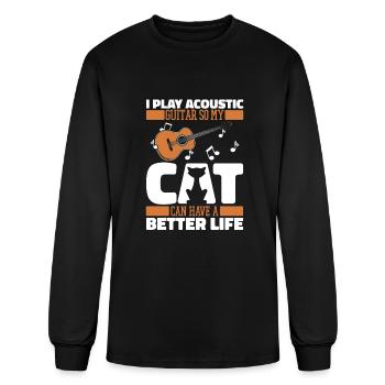 Acoustic Guitar Cat - Men's Long Sleeve T-Shirt - black - Front