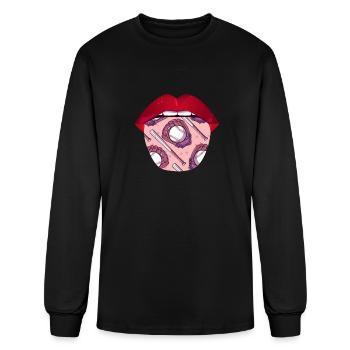 Baseball Baseballer Tongue - Men's Long Sleeve T-Shirt - black - Front