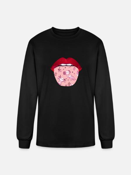 Axolotl Salamander Lips - Men's Long Sleeve T-Shirt - black