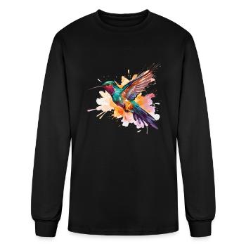 Hummingbird Watercolor Hummingbird - Men's Long Sleeve T-Shirt - black - Front