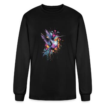 Hummingbird Watercolor Hummingbird - Men's Long Sleeve T-Shirt - black - Front