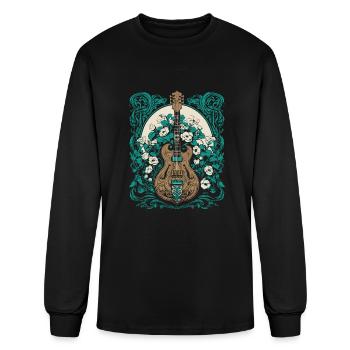 Acoustic Guitar Flowers - Men's Long Sleeve T-Shirt - black - Front