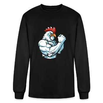 Chicken Hen Muscles - Men's Long Sleeve T-Shirt - black - Front