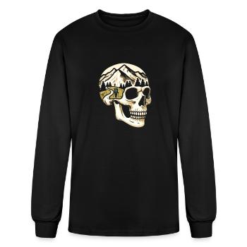 Hiking Hike Skull - Men's Long Sleeve T-Shirt - black - Front